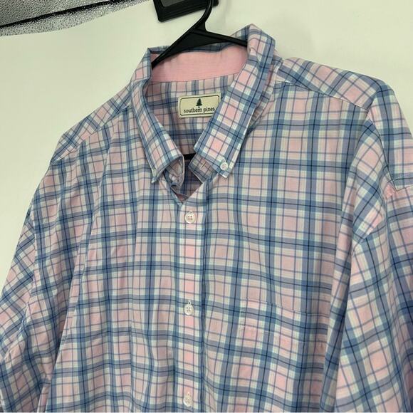 Southern Pines Pink & Blue Plaid Button Down Shirt Size XXL‎ Preppy - Picture 3 of 5